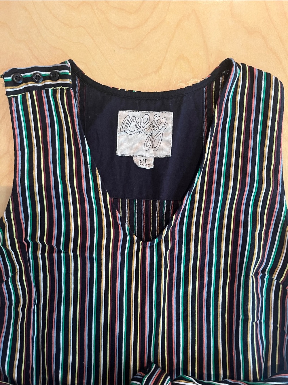 Ace & Jig Black Multicolor Striped Sleeveless Tie-Waist Jumpsuit - Picture 2 of 4